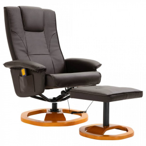 vidaXL Scaun de masaj cu taburet, maro 248446