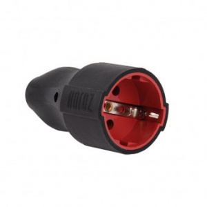 Horoz Cupla stecher cauciucat Schuko, 16A, max.250V, negru 300.000.805
