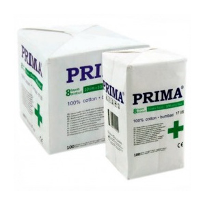 Prima Comprese nesterile tifon, 7.5 x 7.5cm, 8 pliuri, 100 buc