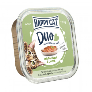 Happy Cat Duo bucăți în pateu - Pasăre și miel 100 g
