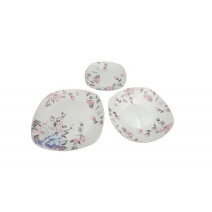 Luminarc Set serviciu masa portelan 18buc Homefavour patrat flori lila