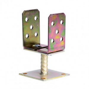 Strend Pro Suport stalp tip U fixare in beton, latime reglabila, talpa fixa ASU1, 0-110 mm, zinc