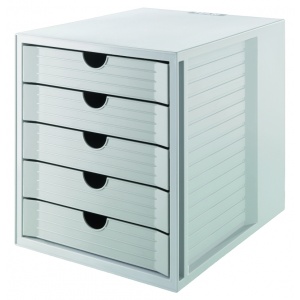 Han Suport plastic cu 5 sertare pentru documente, - gri deschis HA-1450-11