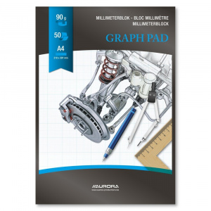 Aurora Hartie milimetrica A4, 50 file - 90g/mp Raphael - fond albastru