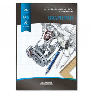 Aurora Hartie milimetrica A3, 50 file - 90g/mp Raphael - fond albastru