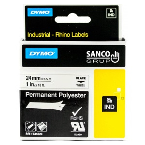DYMO Banda ID1 poliester permanent 24 mm x 5 5 m negru alb