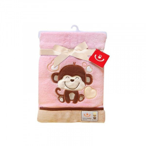 BoboBaby Paturica microfibra 3D 76x102 cm Maimutica Pink