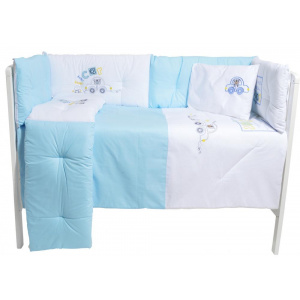 Nichiduta 6 piese bumbac cu broderie Car Blue