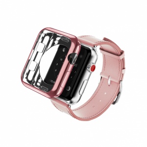 Dux Ducis Pachet TPU electroplacat ultraslim pentru Apple Watch Series 2 / 3 de 42cm, roz