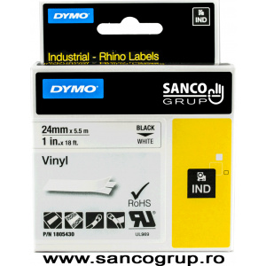 DYMO Banda ID1 vinil 24 mm x 5 5 m negru alb