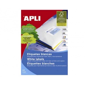 Apli Etichete Autoadezive Albe, A4, colturi drepte
