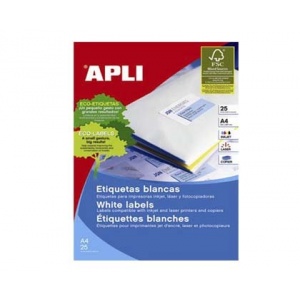 Apli Etichete Autoadezive Albe A4, 25 coli/top, colturi drepte
