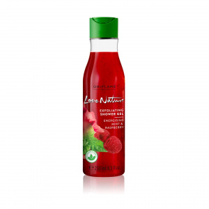 Oriflame Gel de duș exfoliant cu extracte din mentă și zmeură, Love Nature, 250 ml