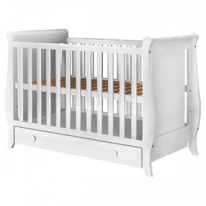 Hubners Patut din lemn 120x60 cm MIRA cu sertar Alb