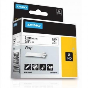 DYMO Banda vinil ID1 DY18443 9mm, Negru/Alb - S0718580