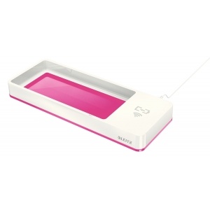 Leitz Suport organizator birou cu incarcator prin inductie WOW roz metalizat E53651023