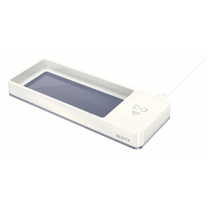 Leitz Suport organizator birou cu incarcator prin inductie WOW alb metalizat E53651001