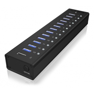 RaidSonic Active 13-Port USB 3.0 Hub in solid aluminum enclosure. IB-AC6113