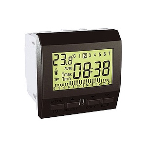 Schneider Electric Unica Top/Class - weekly-programmable thermostat - 230 VAC - 2 m - graphite MGU3.505.12
