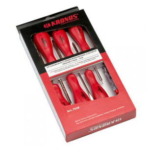 Kronus Set surubelnite cu maner monomaterial si tester tensiune in cutie de carton 7626 - 7