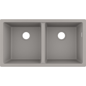 Hansgrohe S510 U770 SilicaTec 370x370 45x82x19 cm cu doua cuve concrete grey montare sub blat