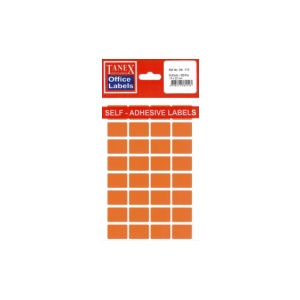TANEX Etichete autoadezive color, 16 x 22 mm, 320 buc/set - orange fluorescent