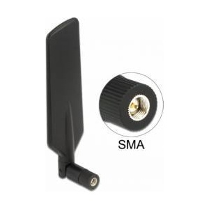 Delock LTE Antenna Dual Band WLAN ac/a/b/g/n SMA plug 1 - 4 dBi omnidirectional rotatable with tilt joint black 12408
