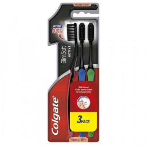 Colgate Periuță cu cărbune Slim Soft Charcoal din Charcoal 3 buc