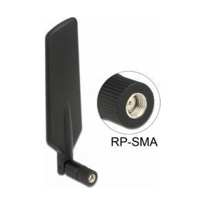 Delock LTE WLAN Dual Band Antenna RP-SMA 1 ~ 4 dBi omnidirectional rotatable with flexible joint black 12409