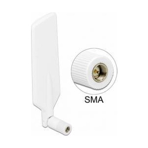 Delock LTE WLAN Dual Band Antenna SMA 1 ~ 4 dBi omnidirectional rotatable with flexible joint white 12430