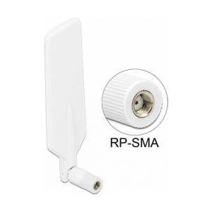 Delock LTE WLAN Dual Band Antenna RP-SMA 1 ~ 4 dBi omnidirectional rotatable with flexible joint white 12431