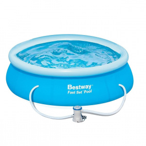 Bestway Piscina cu inel gonflabil 57268, dimensiune 2.44x0.66 m, strat Triplex PVC, pompa filtrare inclusa