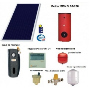 Sunsystem Panou solar plan si boiler 200 litri 3-4 persoane