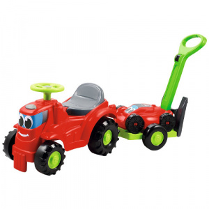 Ecoiffier Mini Tractor cu Platforma si Masina de Tuns Iarba