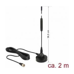 Delock DAB+ Antenna F Plug 0 dBi omnidirectional with magnetical stand fixed black 12412