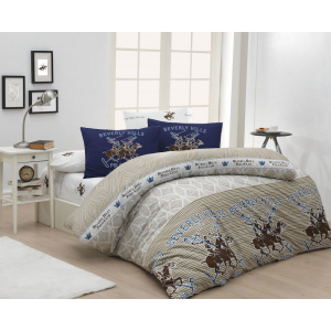 Beverly Hills Set lenjerie de pat single, din bumbac ranforce Polo Club