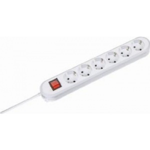 Bachmann Prelungitor cu intrerupator 6 prize Schuko 3m Alb