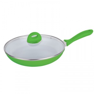 DeKassa Tigaie ceramica 24 cm, verde, capac sticla