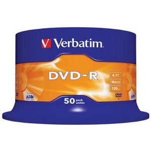 Verbatim 4.7GB DVD-R Matt Silver 50pcs (43548)