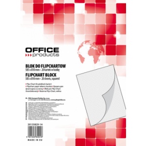 OFFICE PRODUCTS Rezerva pentru flipchart, 70g/mp, 58.5x81cm, 20coli/top - caroiata