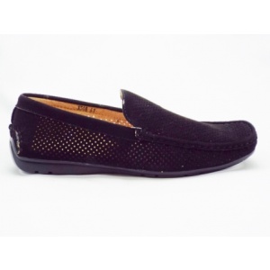 Pantofi barbati negri, perforati, imitatie piele intoarsa