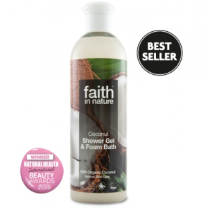 faith in nature Gel de dus si spuma de baie, cu cocos, 400 ml