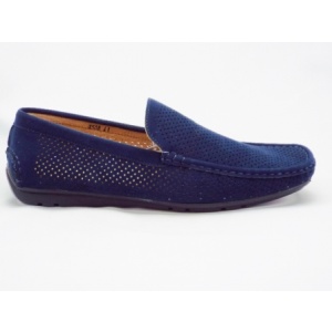 Pantofi barbati bleumarin, perforati, imitatie piele intoarsa