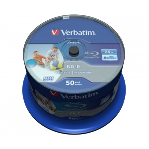 Verbatim BD-R SL Datalife 25GB* 6x Wide Inkjet Printable 50 Pack Spindle 43812
