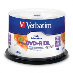 Verbatim DVD+R Double Layer Inkjet Printable 8x Life Series 97693