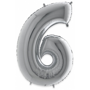 Big Party Balon mylar 102 cm argintiu cifra 6 BP42476