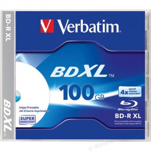 Verbatim BD-R XL 100GB* 4x Wide Inkjet Printable 5 Pack Jewel Case 43789
