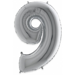 Big Party Balon mylar 102 cm argintiu cifra 9 BP42479