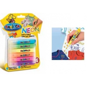 Carioca Vopsea textile 6 culori/blister Fabric Paint - Neon