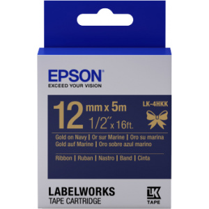 Epson LK-4HKK Gold on navy label-making tape